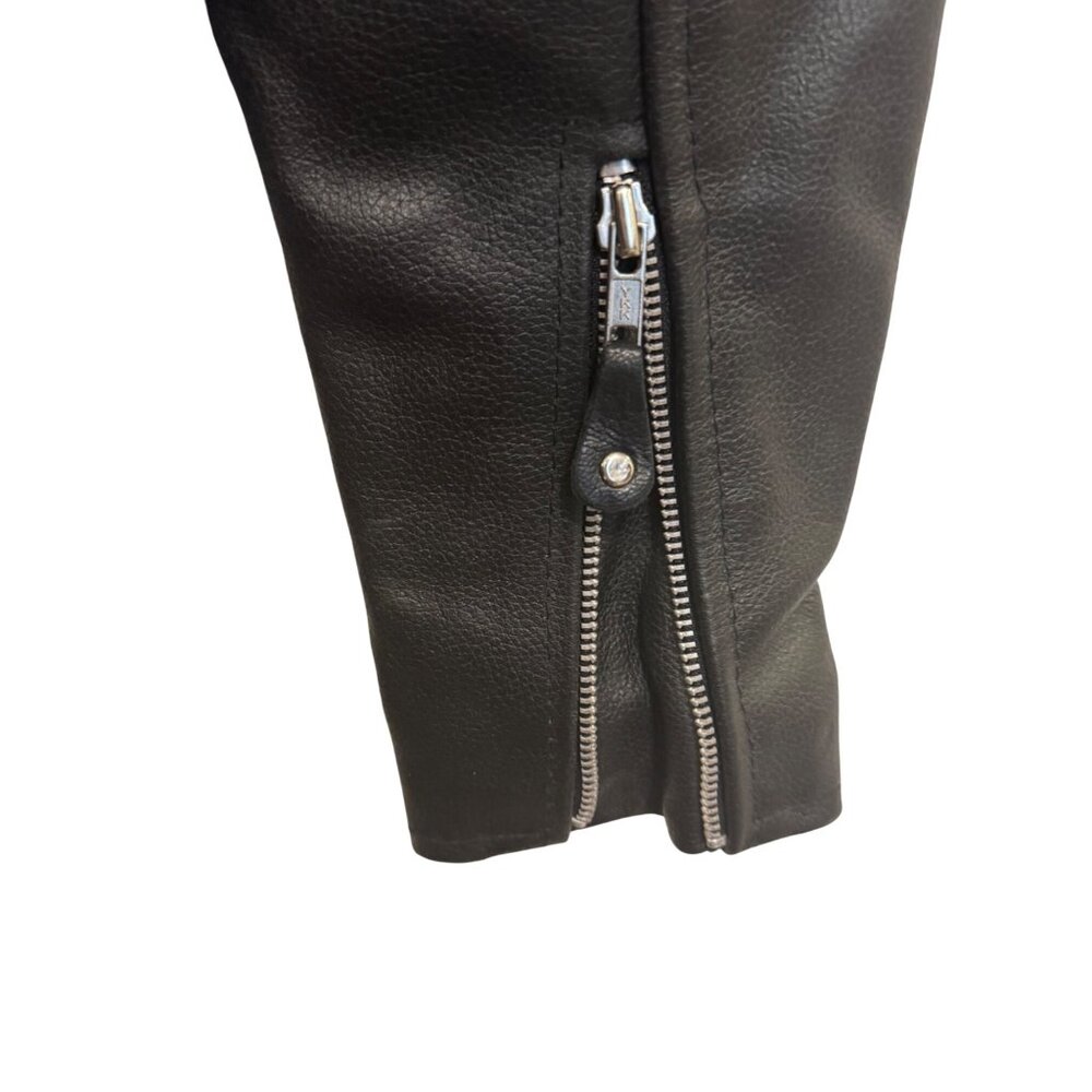 Genuine Leather Black Motorcycle Jacket Small Thinsulate Insulation With Belt & - Picture 9 of 9